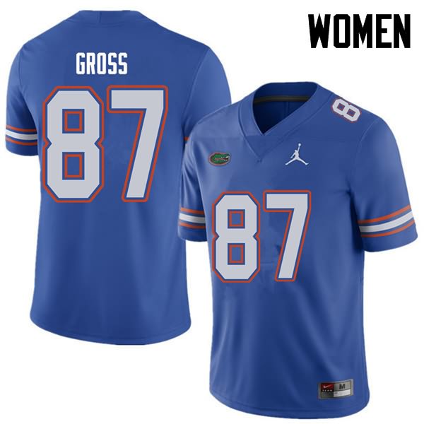 Women's NCAA Florida Gators Dennis Gross #87 Stitched Authentic Jordan Brand Royal College Football Jersey YRQ2865AL